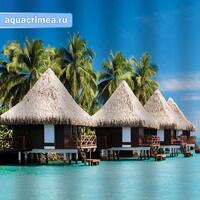 Шторка в ванную комнату, фотопечать "РАЙСКИЙ ОСТРОВ"